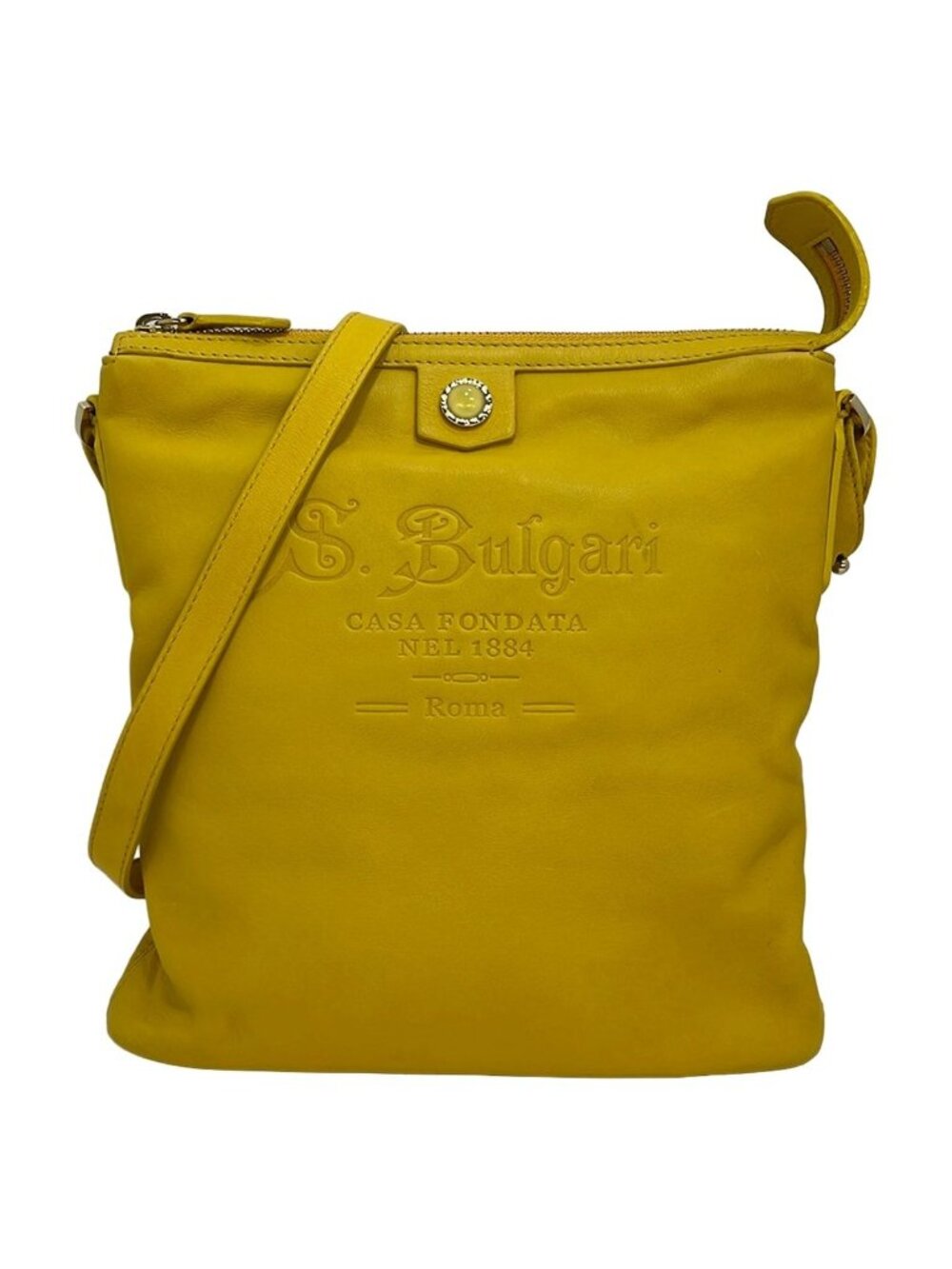 Bvlgari Shoulder Bag Sotirio Yellow Embossed Leather
